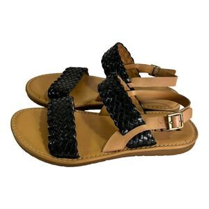 Korks By Kork-Ease Black Braided Callista Slingback Woven Sandals Women's Sz 7 M